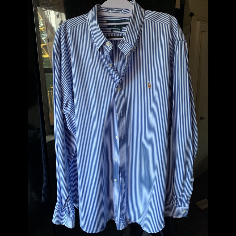 Polo Ralph Lauren Button Down Blue Stripe Shirt